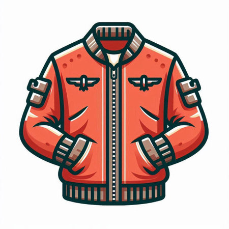 Red winter jacket isolated on white background. Vector illustration. EPS 10のイラスト素材