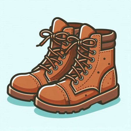 Illustration of a brown boot on a light blue background - vectorのイラスト素材