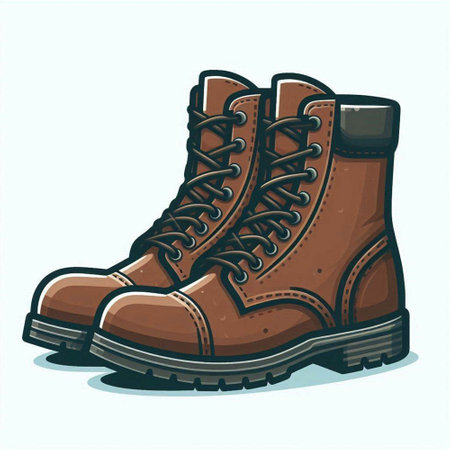 Hiking boots isolated on white background. Cartoon style. Vector illustration.のイラスト素材