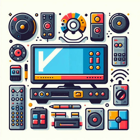 Vector illustration of multimedia equipment. Flat style design for web and print.のイラスト素材