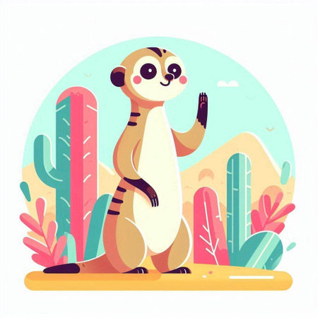 Cute meerkat. Vector illustration in flat style. Cute animal.のイラスト素材