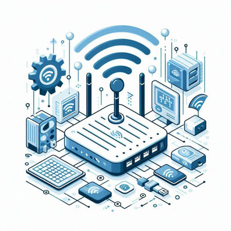Wireless internet communication technology concept. 3d isometric vector illustration.のイラスト素材