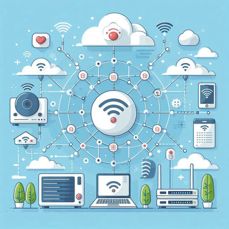 Internet of things concept with network and cloud computing icons. Vector illustrationのイラスト素材