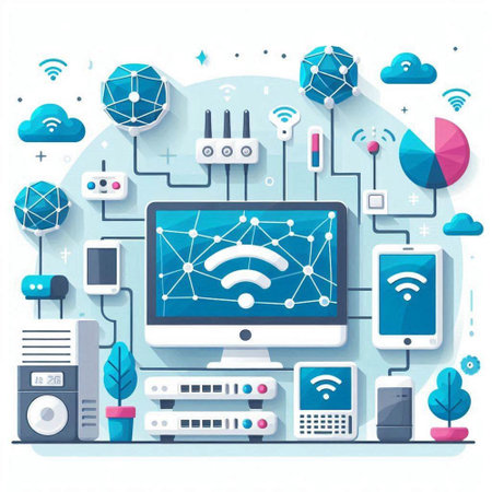 Flat design modern vector illustration concept of cloud computing and internet of things.のイラスト素材