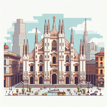 View of the Cathedral of Santa Maria Novella.のイラスト素材
