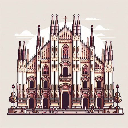 Budapest, Hungary. Gothic cathedral building. Vector illustration.のイラスト素材