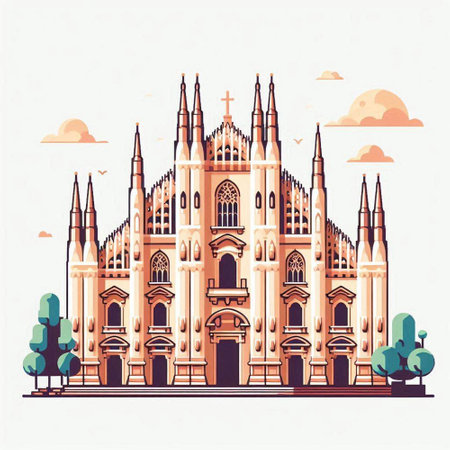 Milan Cathedral. Vector illustrationのイラスト素材