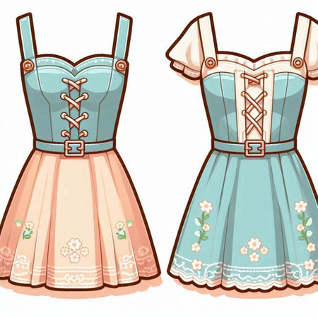 Cute dirndl set. Vector illustration on white background.のイラスト素材