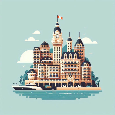 Vector illustration of the city of Hamburg, Germany. Flat style.のイラスト素材