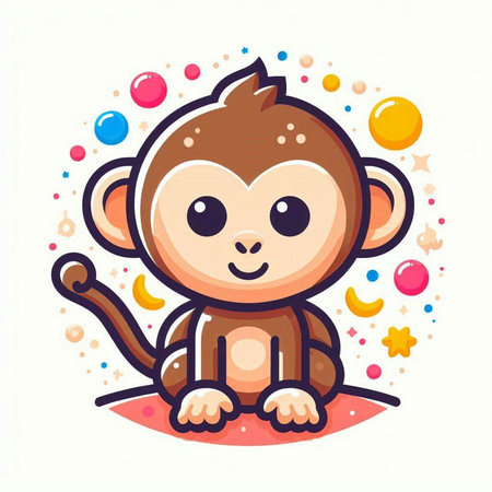 Cute cartoon monkey. Vector illustration isolated on a white background.のイラスト素材