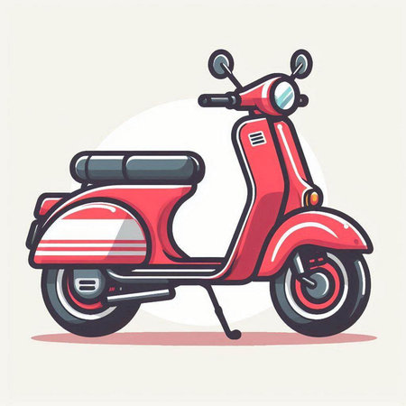 Vintage scooter. Vector illustration in cartoon style on white background.のイラスト素材