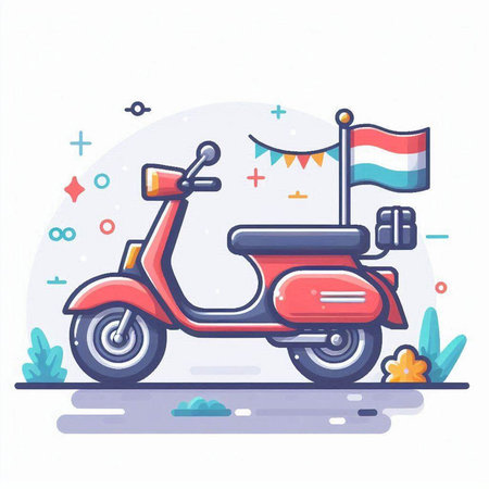 Vintage scooter with national flag of Netherlands. Vector illustration.のイラスト素材