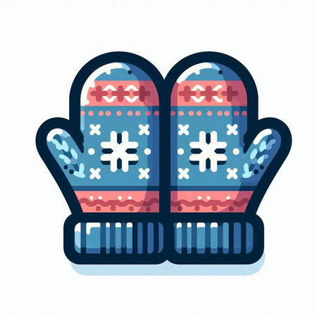 Winter mittens isolated on white background. Hand drawn vector illustration.のイラスト素材