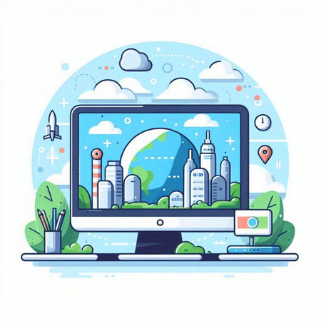 Modern flat design vector illustration concept of online education, e-learning, distance learning, distance learning, webinar.のイラスト素材