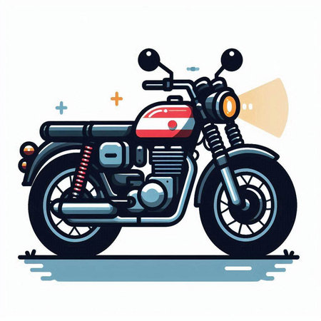 Vector illustration of a vintage motorcycle on white background. Cartoon style.のイラスト素材