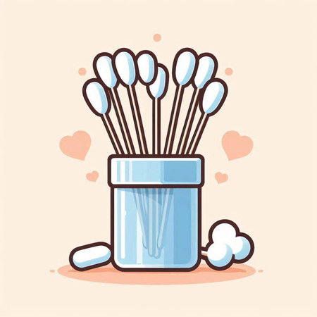 Cotton swabs and cotton buds in a jar. Vector illustration.のイラスト素材