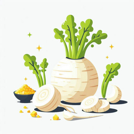 Turnip vector illustration. Vegetables in a flat style. Healthy food.のイラスト素材