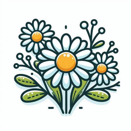 Hand drawn chamomile flowers bouquet. Vector illustration.のイラスト素材