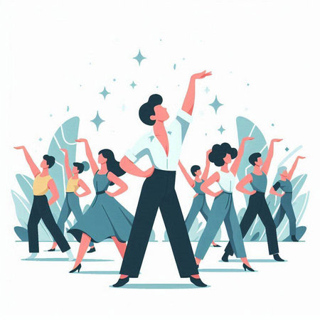 Dancing people. Group of dancing people. Flat vector illustration.のイラスト素材