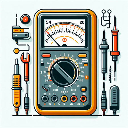 Vector illustration of digital multimeter in flat design style. Electrical equipment.のイラスト素材