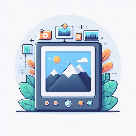 Vector illustration of modern flat design concept of online photo editing, photo editing, photography, video editing.のイラスト素材