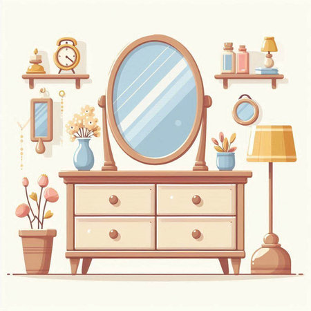 Furniture in flat style. Furniture in cartoon style. Vector illustration.のイラスト素材
