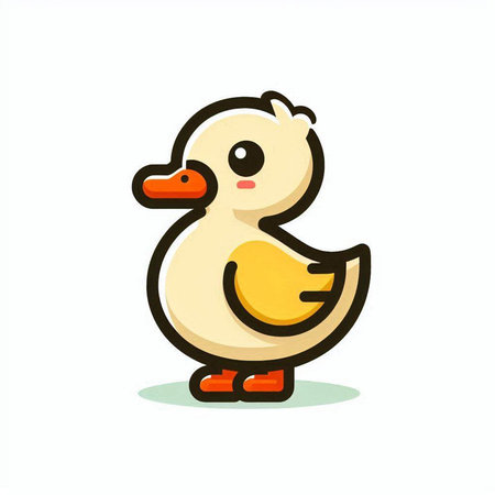 Cute cartoon duck on a white background. Vector illustration. Eps 10.のイラスト素材