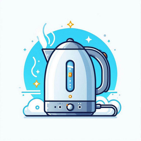 Electric kettle. Vector illustration of a modern electric kettle on a white background.のイラスト素材