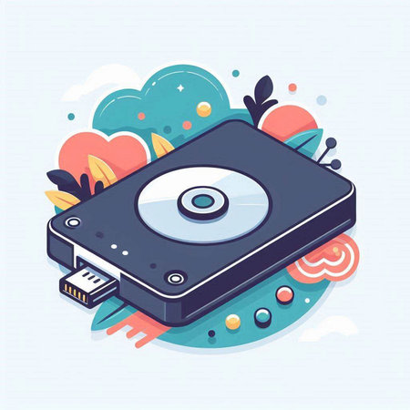 Hard disk drive vector illustration in isometric flat design style. Data storage concept.のイラスト素材