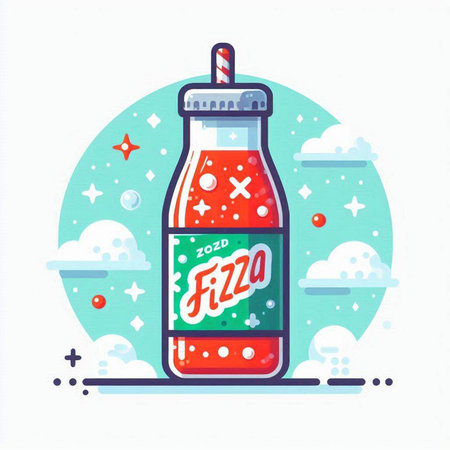 Bottle of cola. Vector illustration in flat cartoon style.のイラスト素材