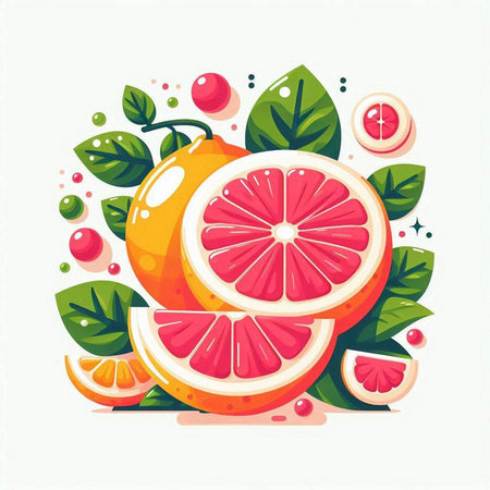Grapefruit, orange, lemon, grapefruit, lime. Vector illustration.のイラスト素材