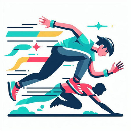 Running man. Athlete in sportswear. Vector illustration.のイラスト素材