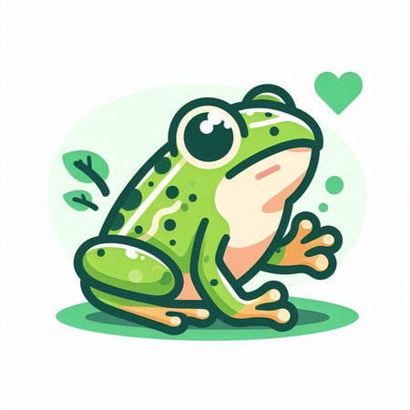 Frog. Vector illustration of a cute cartoon frog isolated on a white background.のイラスト素材