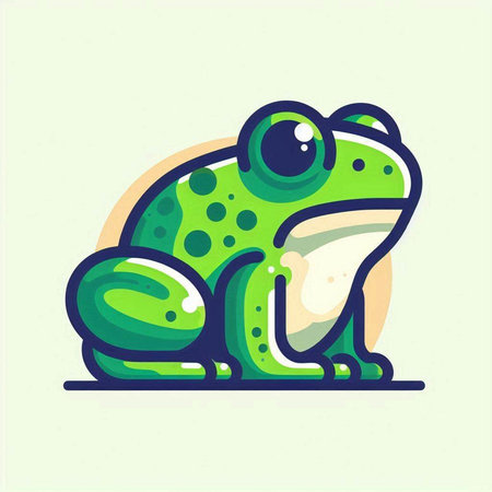 Vector illustration of a cartoon frog. Isolated on white background.のイラスト素材