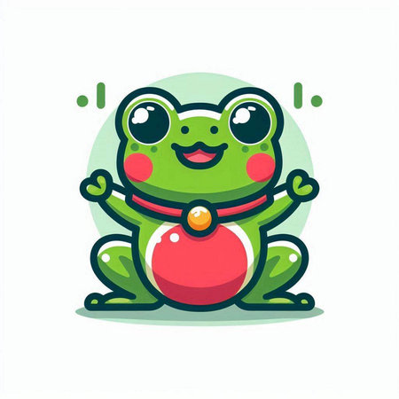 Frog with Christmas ball. Cute cartoon character. Vector illustration.のイラスト素材