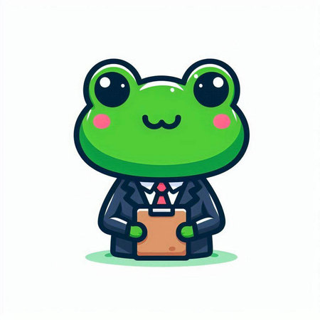 Cute frog businessman cartoon character in flat design. Vector illustration.のイラスト素材