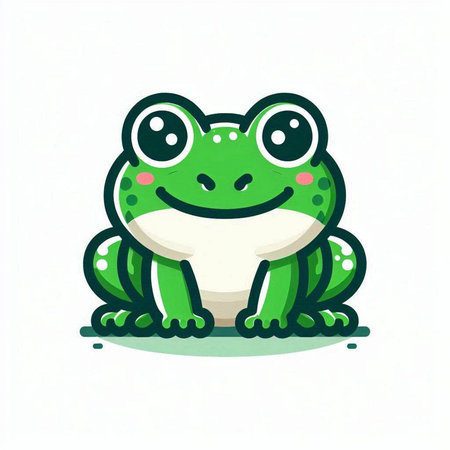 Cute cartoon frog. Vector illustration isolated on a white background.のイラスト素材