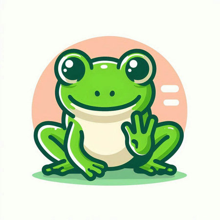 Cute cartoon frog. Vector illustration isolated on a white background.のイラスト素材