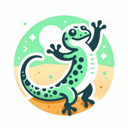 Greeting card with cute lizard on a white background, vector illustrationのイラスト素材