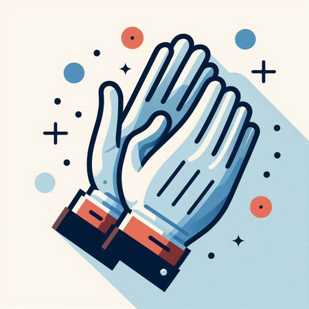 Vector illustration of human hands in flat style. Clapping hands.のイラスト素材
