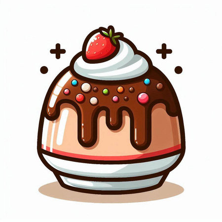 Chocolate cake isolated on a white background. Vector illustration in cartoon style.のイラスト素材