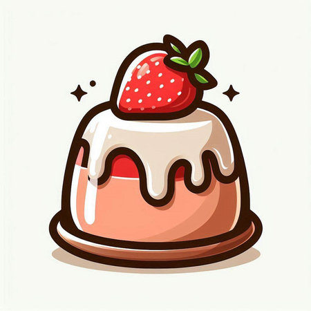 Strawberry cake isolated on a white background. Vector illustration.のイラスト素材