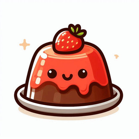 Strawberry cake isolated on white background. Cute cartoon vector illustration.のイラスト素材