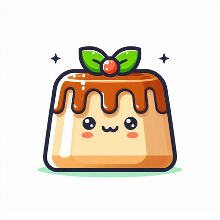 Cute panna cotta cartoon icon. Vector flat cartoon illustrationのイラスト素材