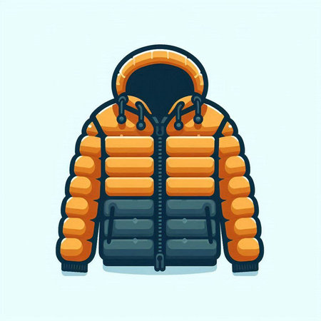 Orange winter jacket vector illustration isolated on white background. Cartoon style.のイラスト素材