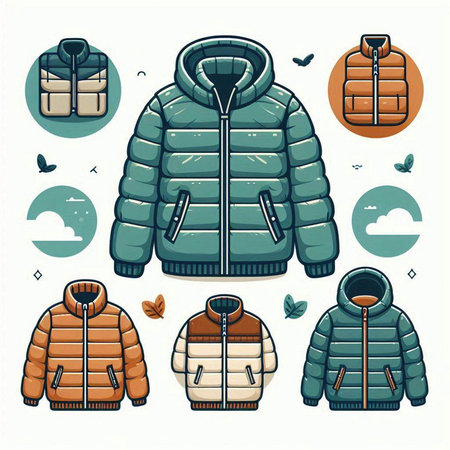 Set of winter clothes and accessories. Vector illustration in cartoon style.のイラスト素材