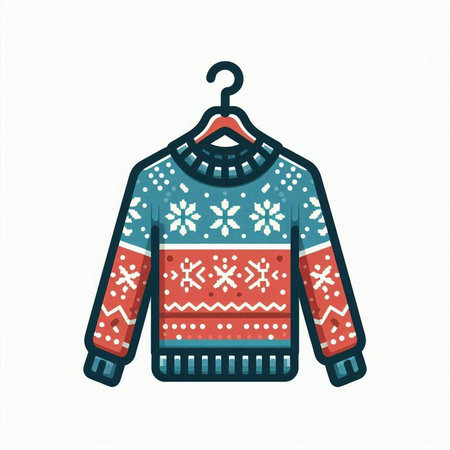 Christmas ugly sweater isolated on white background. Vector illustration in flat style.のイラスト素材