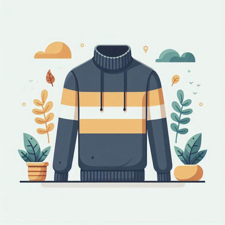 Men's sweater on a mannequin. Vector illustration in flat styleのイラスト素材