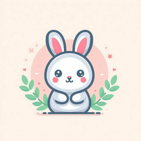Cute rabbit with wreath. Vector illustration. Cartoon style.のイラスト素材