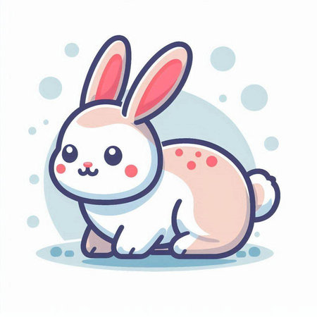 Cute cartoon rabbit character. Vector illustration in a flat style.のイラスト素材